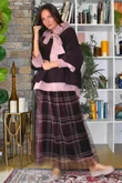 Myrtle Plaid Tulle Midi Skirt Aubergine